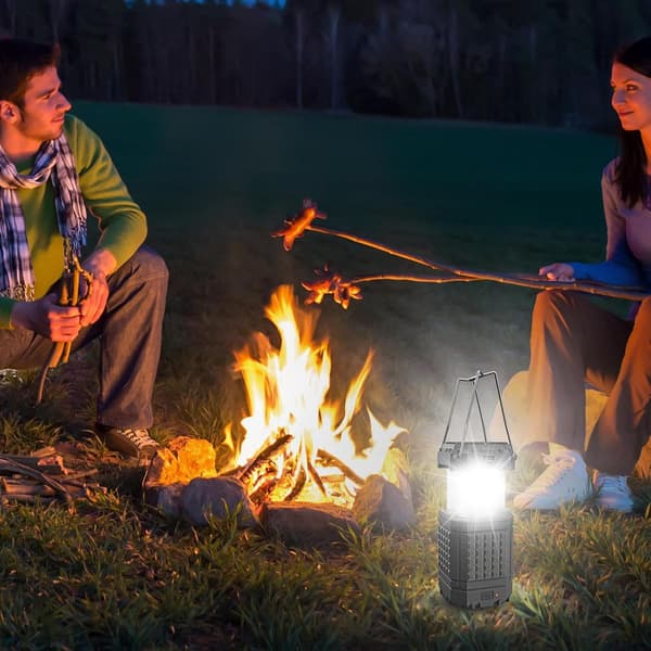 Solar- og håndsving LED-campinglanterne / Bærbart lys — 5000mAh USB genopladelig