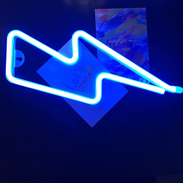 Neonlys, (Blå) LED Lynformet Dekorlys, Veggde
