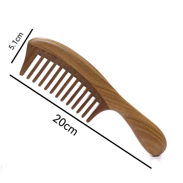 (Fine tenner)Håndlaget naturlig grønt sandeltre hårkammer Anti-St