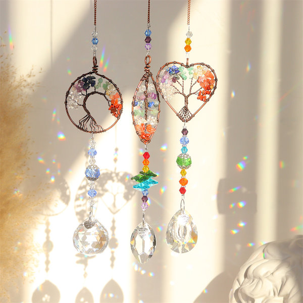 Longevity Tree Crystal Rainbow Suncatcher Glas Livets Træ Orn