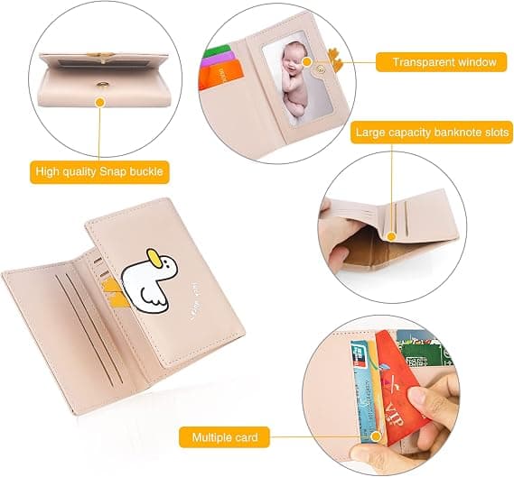 Söt plånbok för kvinnor, läder  Blocking Small Trifold Wallet w