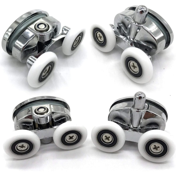 Set of 4 Shower Door Rollers - Two Wheels - Oval - Butterfly Sha