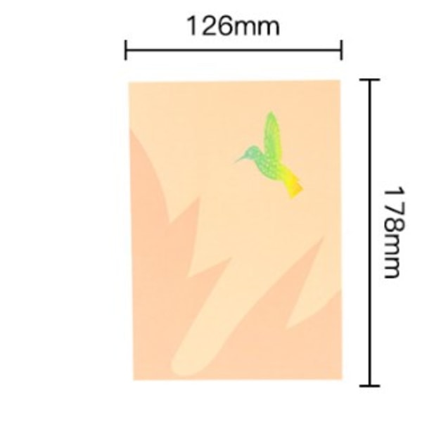3D-avautuva onnittelukortti kirjekuorella 3D-kolibrin kuvio