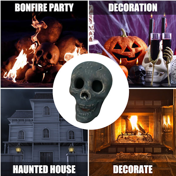 Halloween Keramisk Jord Ler Kranie Bålplads Pejs Brændende Hor