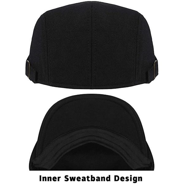 Herrar Justerbar Flat Top Beret (Svart)