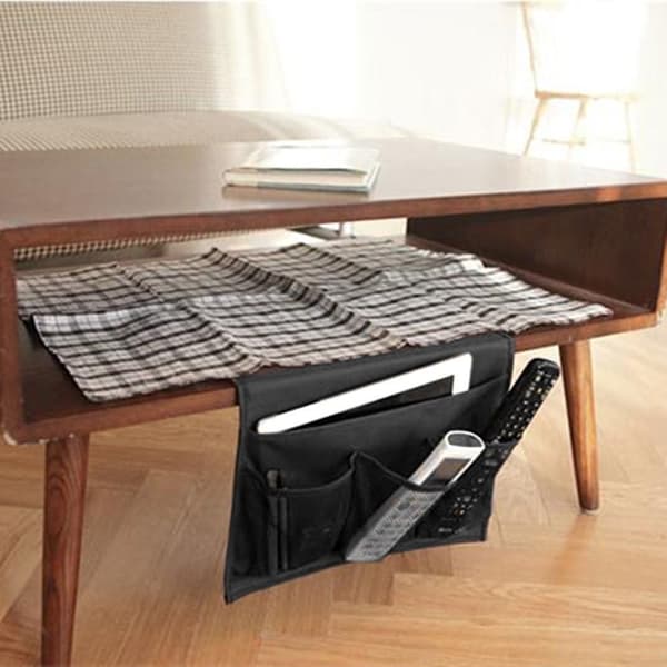 Svart - Sengesidearrangør - 4 lommer - Passer til seng eller sofa