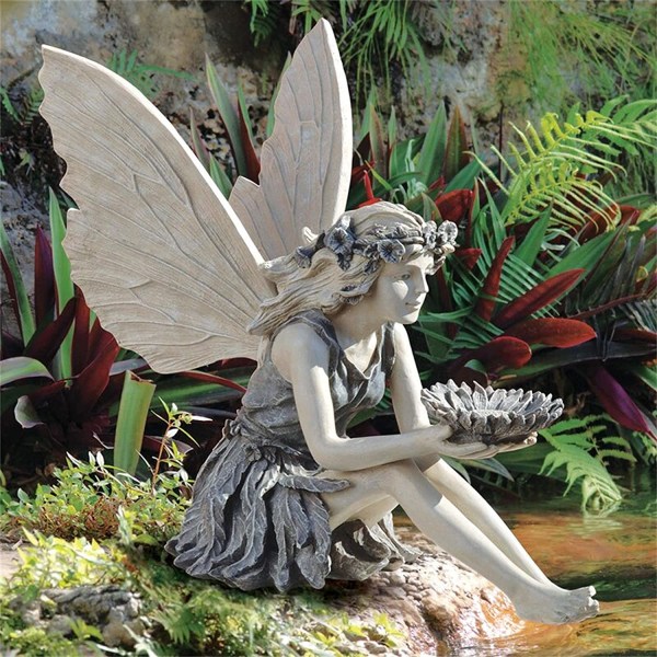 Tudor og Turek Sitting Fairy Statuette, 3D Outdoor Figures Ange