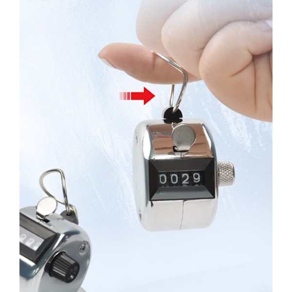 Silver Metal Hand Counter Mekanisk Palm Counter 4 Siffror Hand C
