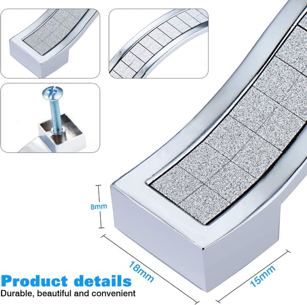 Sæt med 5 krystal-rhinsten-skuffegreb i legering til kommode Kitch