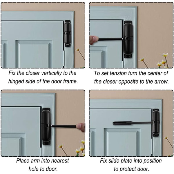 Sort dørlukker Automatisk sikkerhedsfjeder dørlukker – Nem at