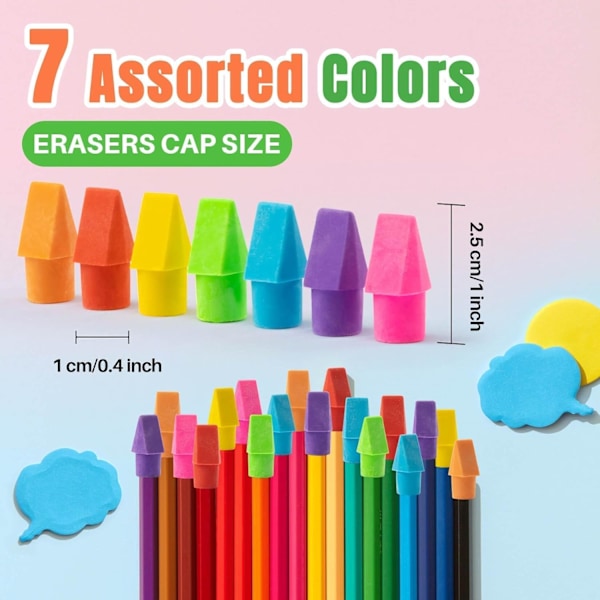 Blyantspidser med viskelæder - Blyantspidser med viskelæder Blyantspidser med viskelæder uden latex Assorterede farver