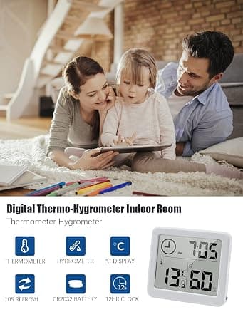 Digitalt (hvidt) termo-hygrometer Indendørs rumtermometer Hygrome B