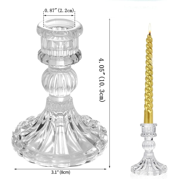 Glas lysestage 3 dele sæt, 4" kegle lysestage, gennemsigtig