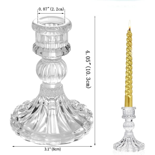 Lasinen kynttilänjalka 3-osainen set, 4" kartiomainen kynttilänjalka, läpinäkyvä