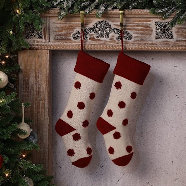 4 stk julehenger til oppheng av julepynt med polkadot-mønster