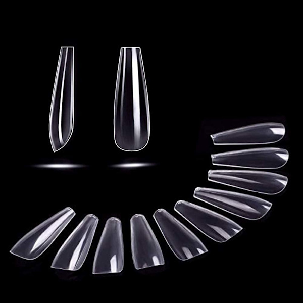 Buede full-dekkende negltips i balletform, 504 stk