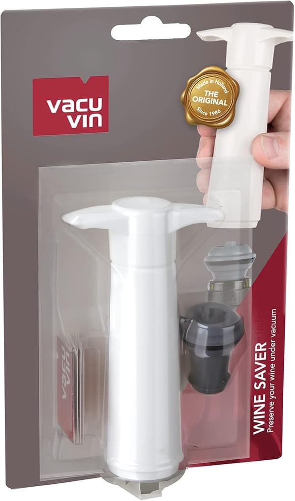Vakuumpumpe for vin med hvit rustfri stålhette