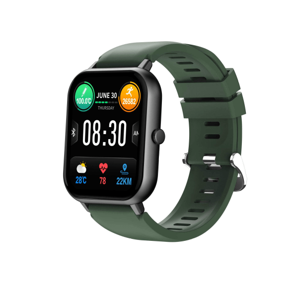 Smartklokke (grønn), berøringsskjerm fitnessklokke, med puls