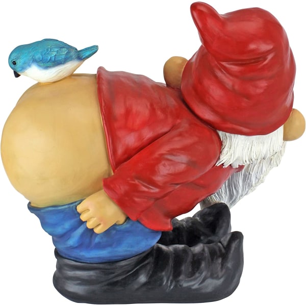 Naken rumpe hagegnomstatue, stor 11 cm, polyresin, full