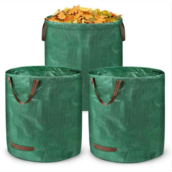 3 PCS 200L Heavy Duty Reusable Garden Waste Bags, Herb Leaves