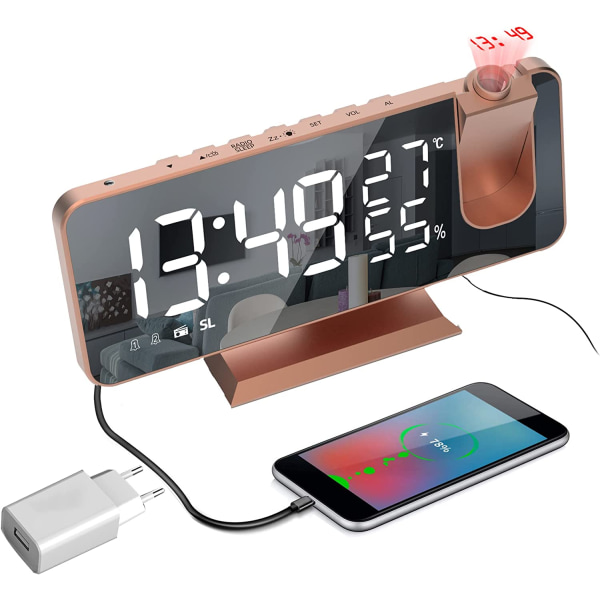 Ceiling Projection Clock Radio, 180° Projector Clock Radio, with