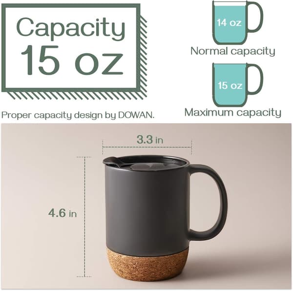 Kaffe kopp, 15 unser, et sett med 2, store keramiske kaffekopper