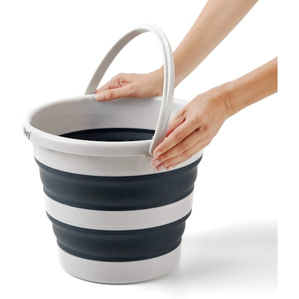 Harmaa - Taitettava ämpäri 1 kpl, 10 litraa, polypropyleeni + termoplast