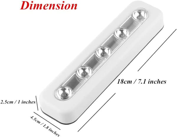 En pakke med 4, DIY stangmonterede 5 LED touch-lys, batteridrevne