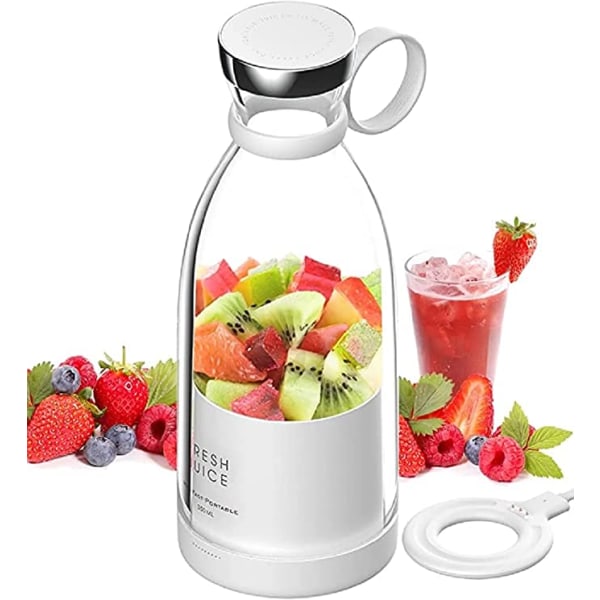 (Valkoinen) Mini kannettava tuoremehu sekoitin vesipullo, langaton U
