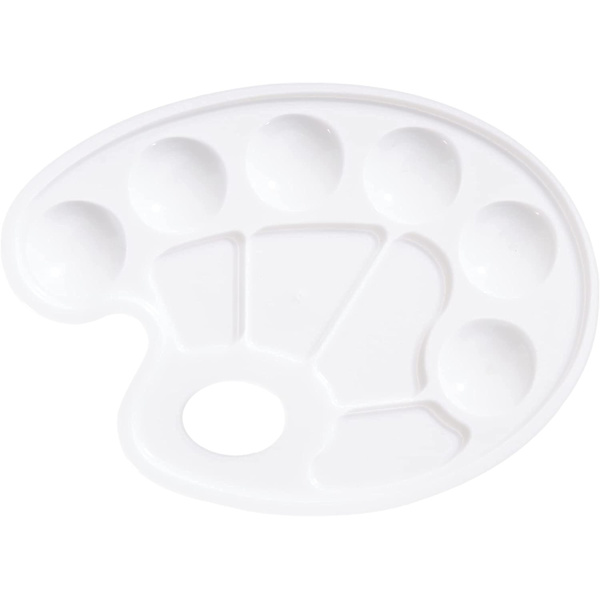 Vit - 1 st Oval plastfärgbricka