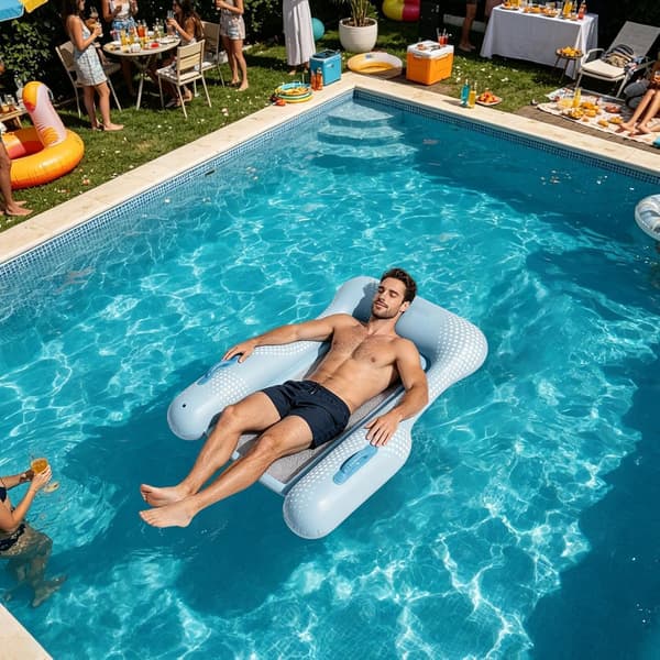 Pool Float Stol Mesh Base Sammenklappelig Sæde, Tre-sidet Støtte til Voksne Mænd Kvinder Unge Børn