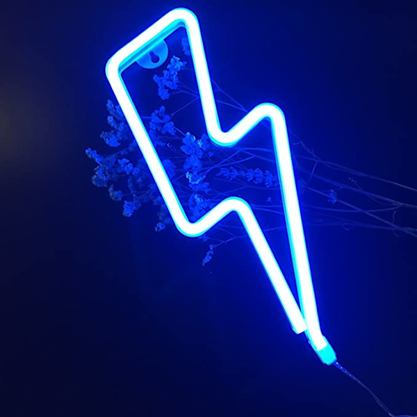 Neonlys, (Blå) LED Lynformet Dekorlys, Veggde