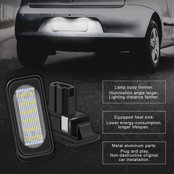 2 stk. LED Auto Nummerpladelys Pærer Super Lys CanBus N
