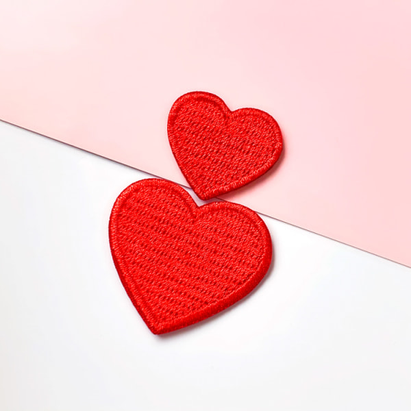 10 stk røde hjertelapper (2,3*2 cm), stryge/sy hjertelapper, gør-det-selv A