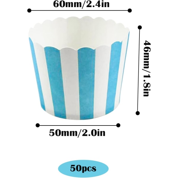 50 kpl Blue Paper Cupcake -kuppikakkuja syntymäpäivän hääjuhliin