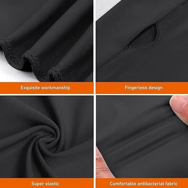 (XL) Kylande Sjal Armärmar (Svart/Vit), 2-pack UV-skydd Sjal Armärm med Fingerhål för Kvinnor Anti-UV Pr