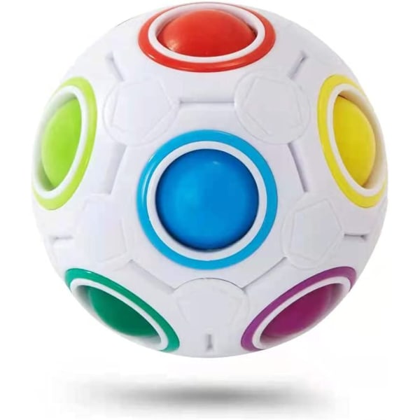 Valkoinen Rainbow Magic Ball, värien sovituspeli, Fidget Toy Fun Pu