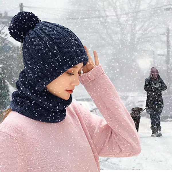 Naisten talvinen monikäyttöinen hattuhuivi yksiosainen kuulosuojaus
