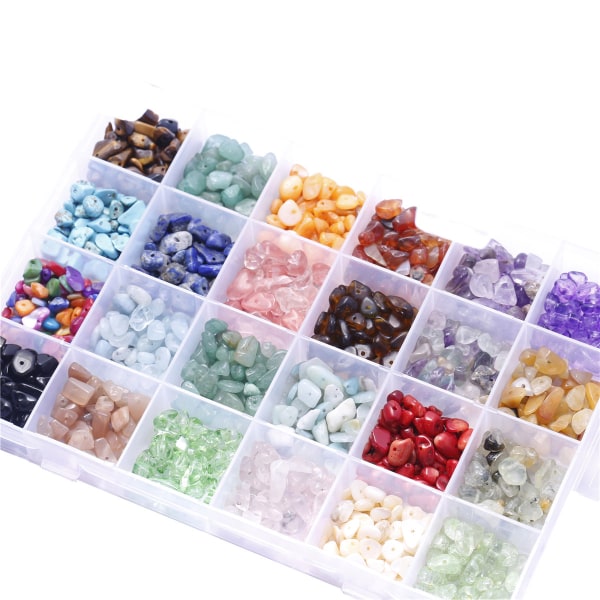 24 Farve Ædelsten Perler Natursten Chip Bead Uregelmæssig form