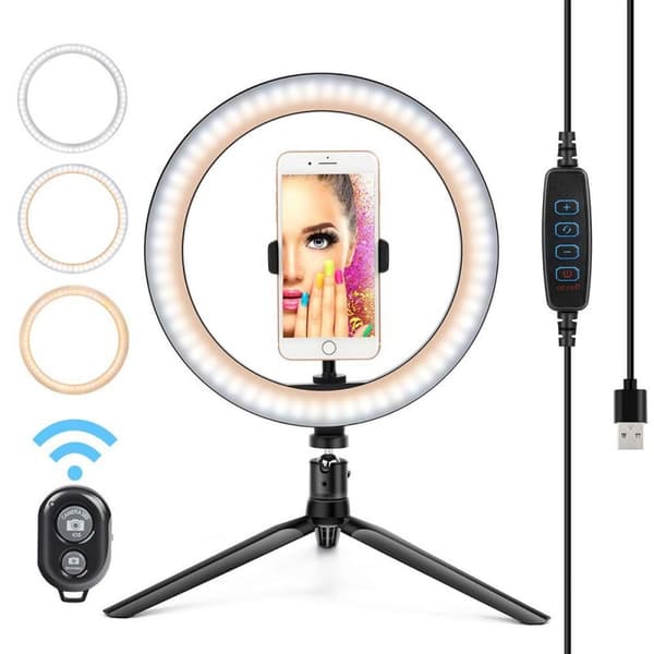 Ringljus med stort stativ, 12\" Selfie Ring Light, Justerbar