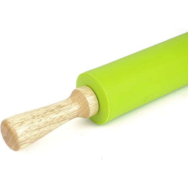 Grønn kjevle Non-Stick silikonoverflate trehåndtak