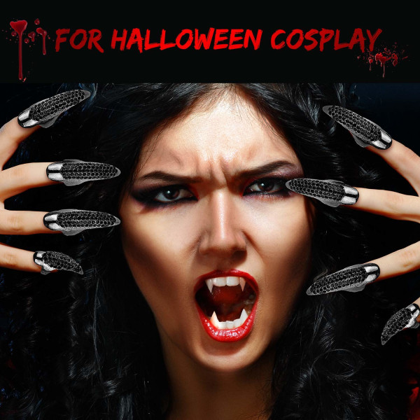 10 kpl Ring Claw - Halloween puku metalliseos tekojalokivi liioitella