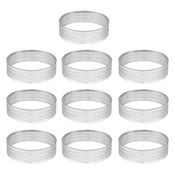 10pcs 5cm Round Stainless Perforated Seamless Tart Ring With Hole