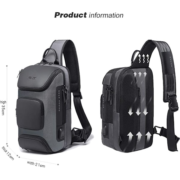 Casual Sling Bag, Brysttaske Mænd Skuldertaske Vandtæt Shou