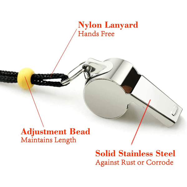 3-pack rostfria sportvisslor med snöre, högljudda och skarpa