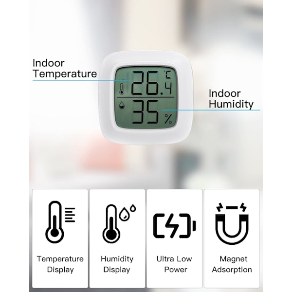 5-pack digital inomhus termometer hygrometer, komfortnivåindikator, liten digital termometer med hög precision