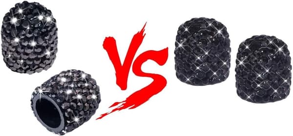 Ventilhetter, 4-pak Håndlagde Sorte Krystall Rhinestones Gen