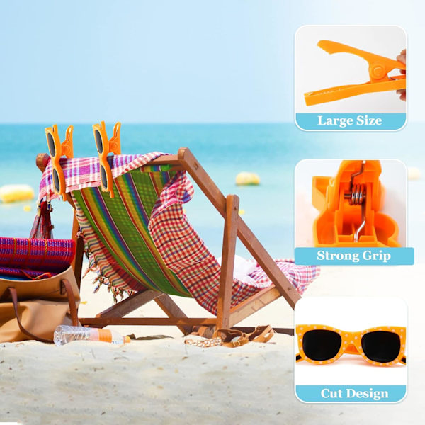 Strandhandduksklämmor för Solstolar, 4-pack Mode Stil Solbädd Handduksklämmor, Plast Kläder Handdukar Klädnypor för Solstolar