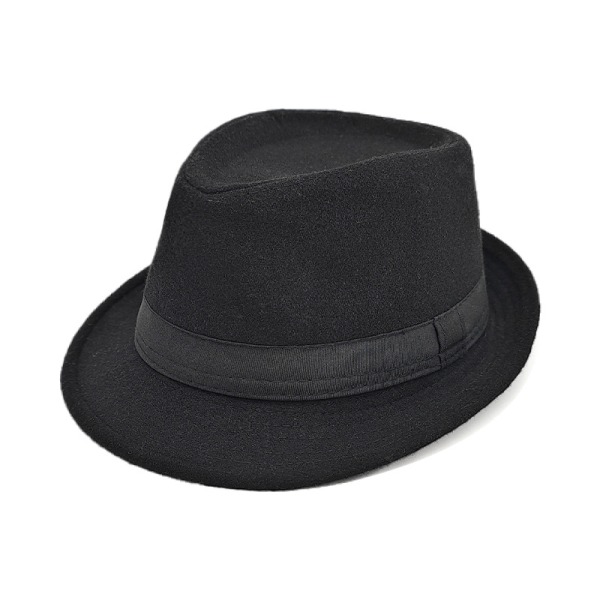 Sort Vandtæt Filt Fedora Hat Jazz Hat Foldbar Trilby Hat Ret