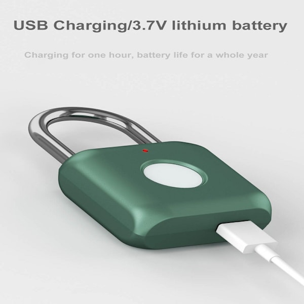 (Blå) Fingeraftrykspadlock Mini Smart Padlock Nøglefri USB-opladning